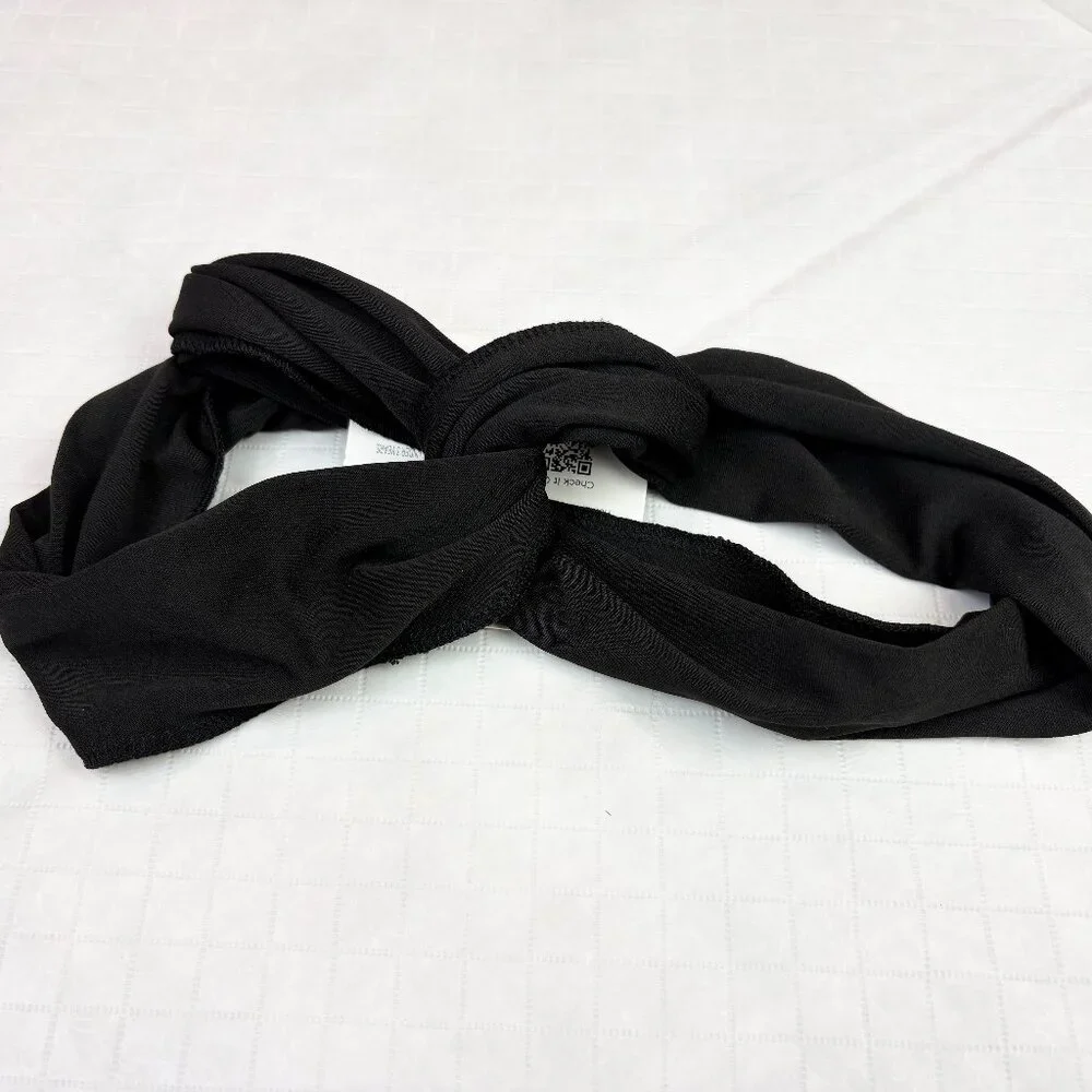 Zumma Black Stretch Knit Crisscross Turbanette Headband